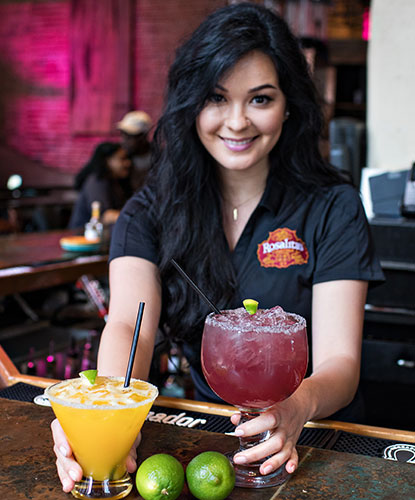 Rosalita's Cantina bar tender with margaritas