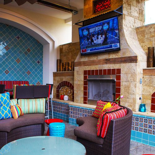 Rosalita's Cantina patio fireplace tv